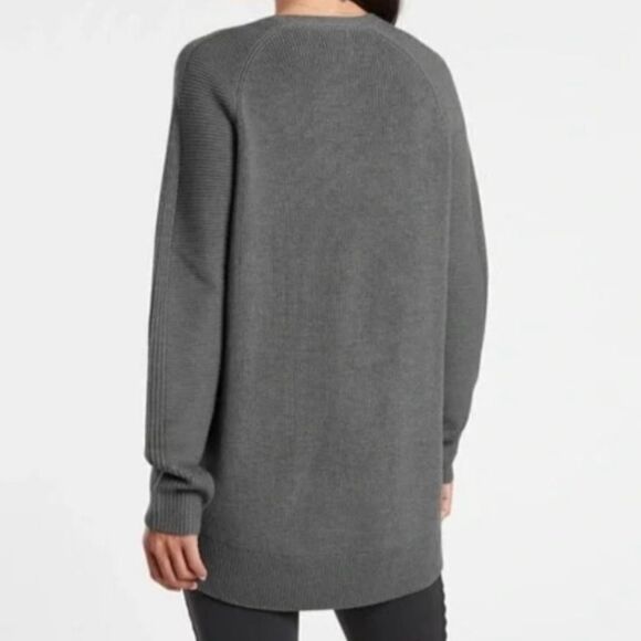 ATHLETA Hanover V Neck Sweater Knit Pullover Merino Wool Long Sleeves Gray sz L - Picture 2 of 15